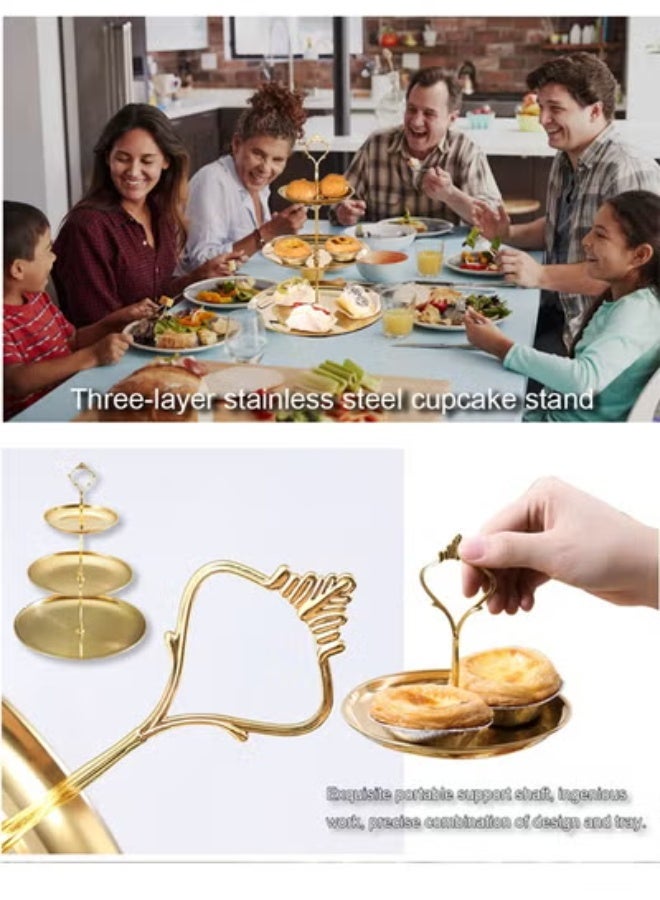 Bukela Stainless Steel 4-Tier Cupcake Stand Tiered Tray Four-Tier Cake Stand 4-Tier Tray Platter for Pastry Dessert Candy Fruit Tea Party Wedding Platter (Gold) - Image 4